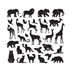 vector set of animals silhouette