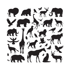 vector set of animals silhouette