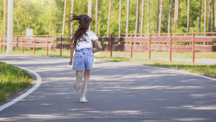 Kids run. Healthy sport. Child sport, running on track, fitness. Running training outdoor.