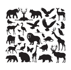 Naklejka premium vector set of animals silhouette