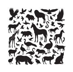vector set of animals silhouette