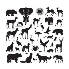 vector set of animals silhouette