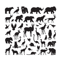 vector set of animals silhouette