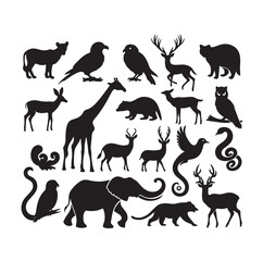 vector set of animals silhouette