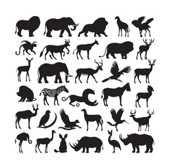 vector set of animals silhouette