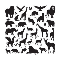 vector set of animals silhouette