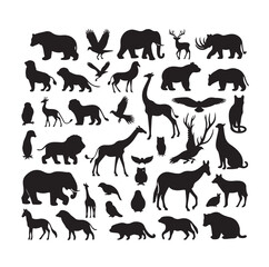 vector set of animals silhouette