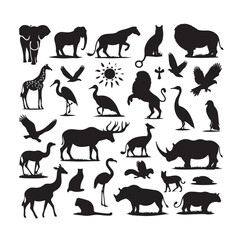 vector set of animals silhouette