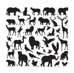 vector set of animals silhouette