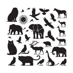vector set of animals silhouette