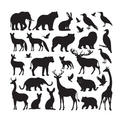 vector set of animals silhouette