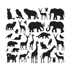 vector set of animals silhouette