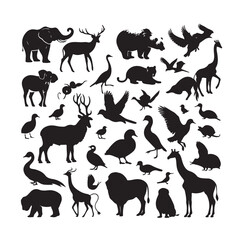 vector set of animals silhouette