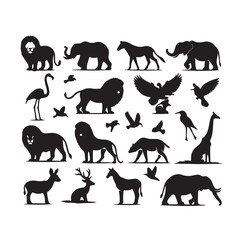 vector set of animals silhouette