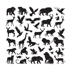 vector set of animals silhouette