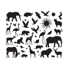 vector set of animals silhouette