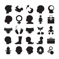 Set of Babies Silhouette, Child Bundle vector illustration