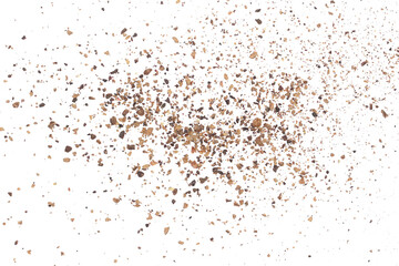 Allspice, pimento spice, Jamaican pepper shavings isolated on white background and texture, macro