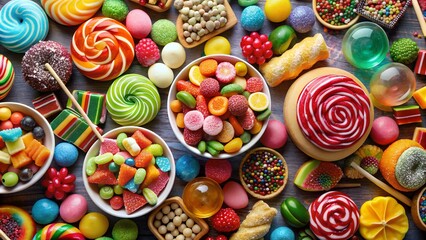 Fototapeta premium lots of sweets, candies and lollipops