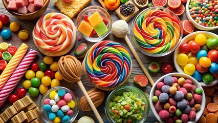 Fototapeta premium lots of sweets, candies and lollipops