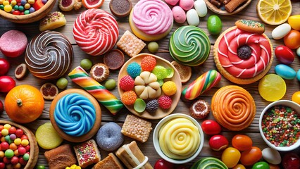 Fototapeta premium lots of sweets, candies and lollipops