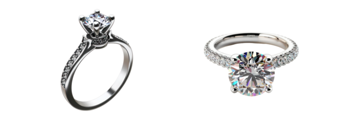Beautiful silver engagement ring set with a diamond on Transparent png background. engagement ring or diamond ring for wedding anniversary