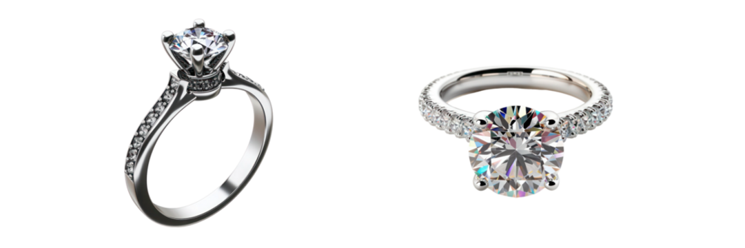 Beautiful silver engagement ring set with a diamond on Transparent png background. engagement ring or diamond ring for wedding anniversary