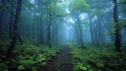 Obraz premium Mysterious Aokigahara Forest in Japan with Gloomy Atmosphere