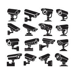 cctv icons, surveillance camera icons set