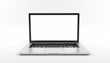 Fototapeta premium Blank Laptop Screen on Isolated White Background - Mockup for Displaying Content or Messages