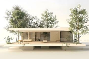 Obraz premium Modern house with trees on roof
