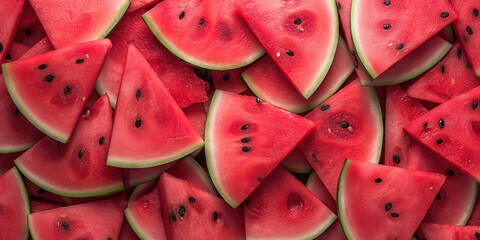 Watermelon slices background, pattern full frame