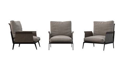 Fototapeta premium Modern grey chair isolated PNG. Generative AI