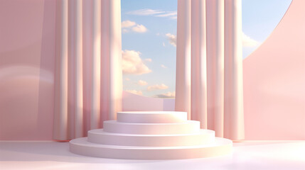 Obraz premium Empty podium mockup on beautiful background for branding product presentation