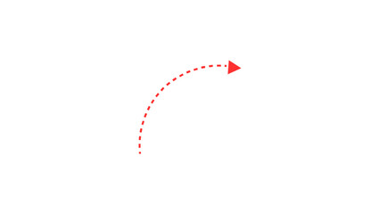 Curved dotted arrow | Zigzag arrow stripes design with dotted lines | Red color dotted arrow PNG