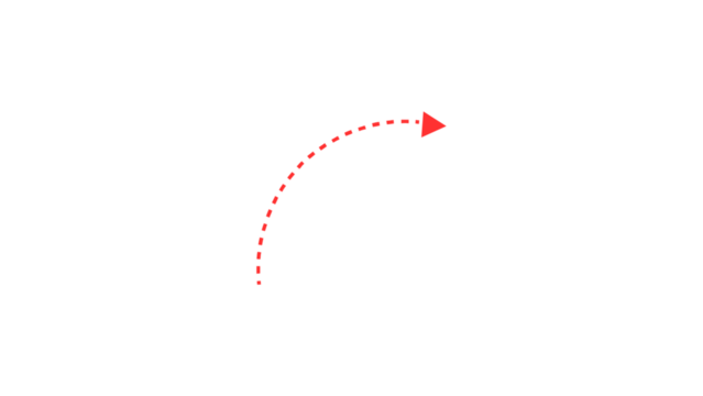 Curved dotted arrow | Zigzag arrow stripes design with dotted lines | Red color dotted arrow PNG