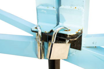 Padlock on iron door