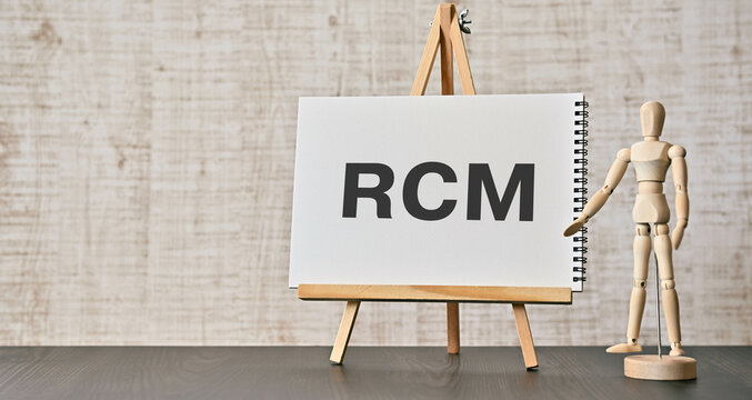 There is notebook with the word RCM. It is an abbreviation for Risk Control Matrix as eye-catching image.