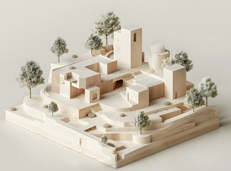 Wooden miniature city model