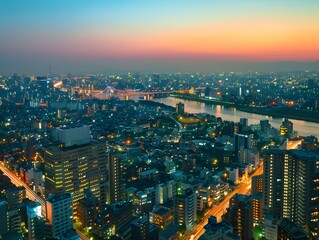 Obraz premium Osaka Cityscape at Twilight
