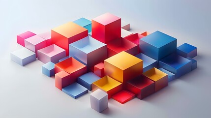 Obraz premium Abstract 3D Cubes with Colorful Design