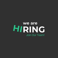 We are hiring join to the team announcement. Hiring recruitment open vacancy design. Hiring social media post design. Flat design. 