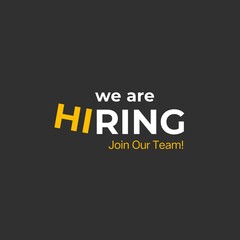 We are hiring join to the team announcement. Hiring recruitment open vacancy design. Hiring social media post design isolated on gray background. 