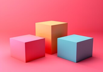 Fototapeta premium Three boxes on a pink background
