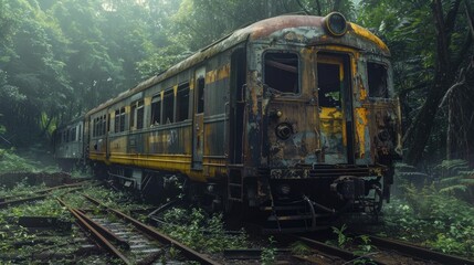 Obraz premium The dilapidated train wreckage appears frightening