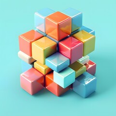 Obraz premium Abstract Colorful Cube Stacked in a Pattern
