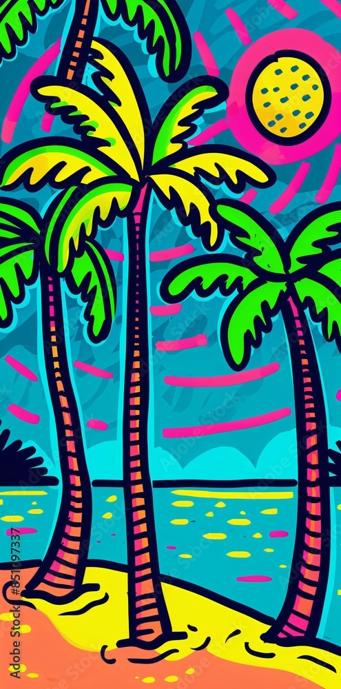 Sticker summer beach background