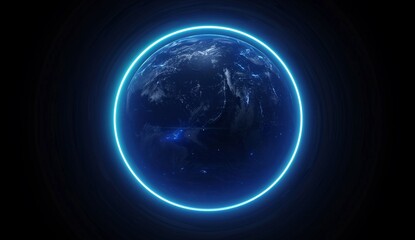 Obraz premium Earth Illuminated by a Glowing Halo