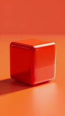 Fototapeta premium red cube on orange background