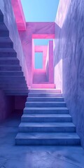 Abstract Stairway In Purple and Pink Geometric Structure